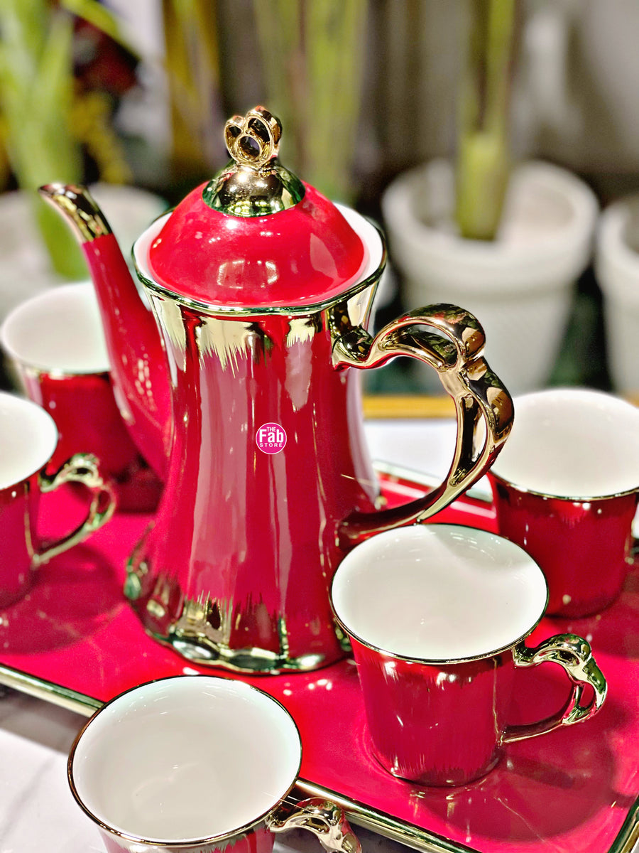 Modern Red Tea Set Red Gold Tea set – The Fab Store