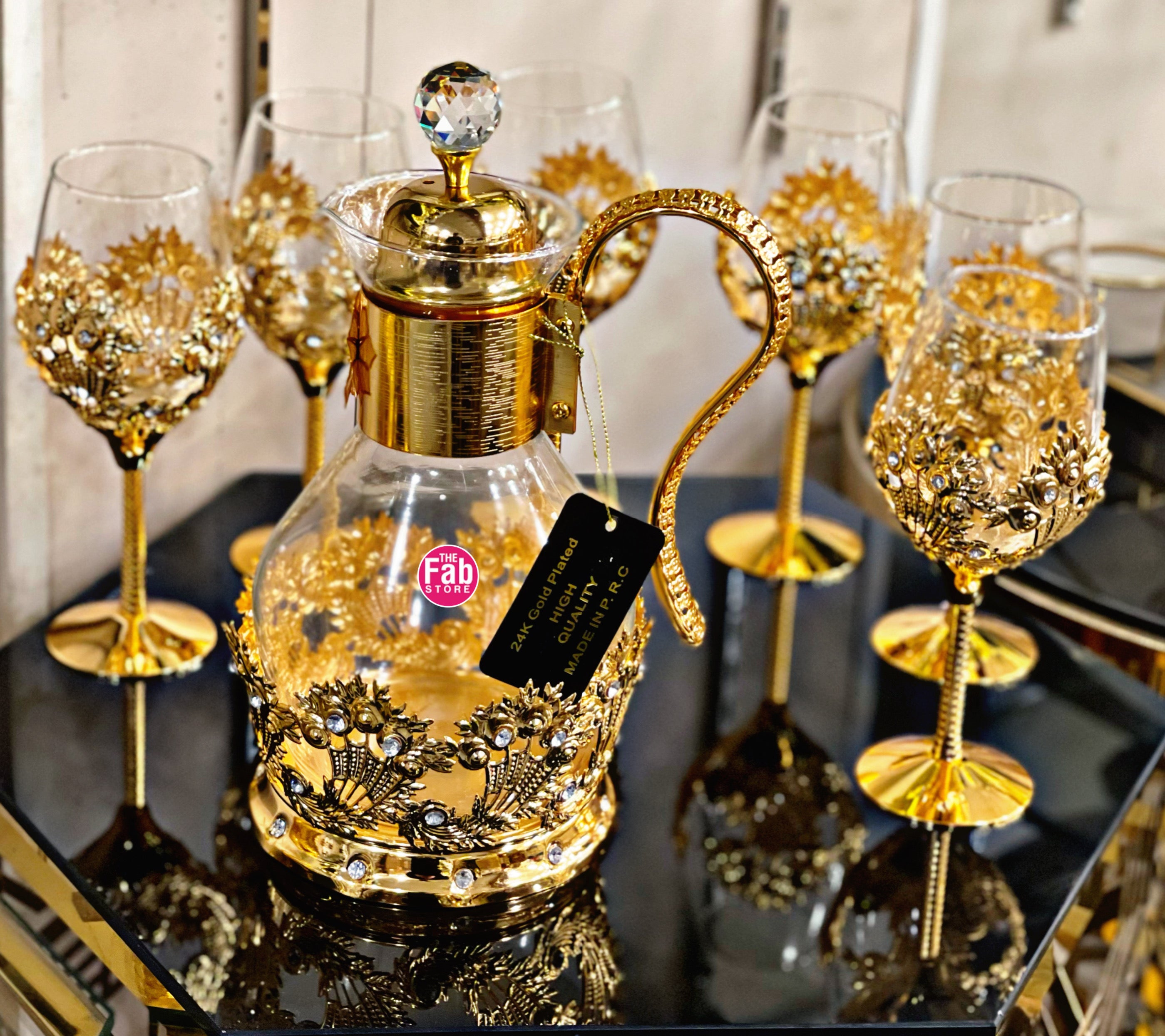 Gold plated hot sale glass set