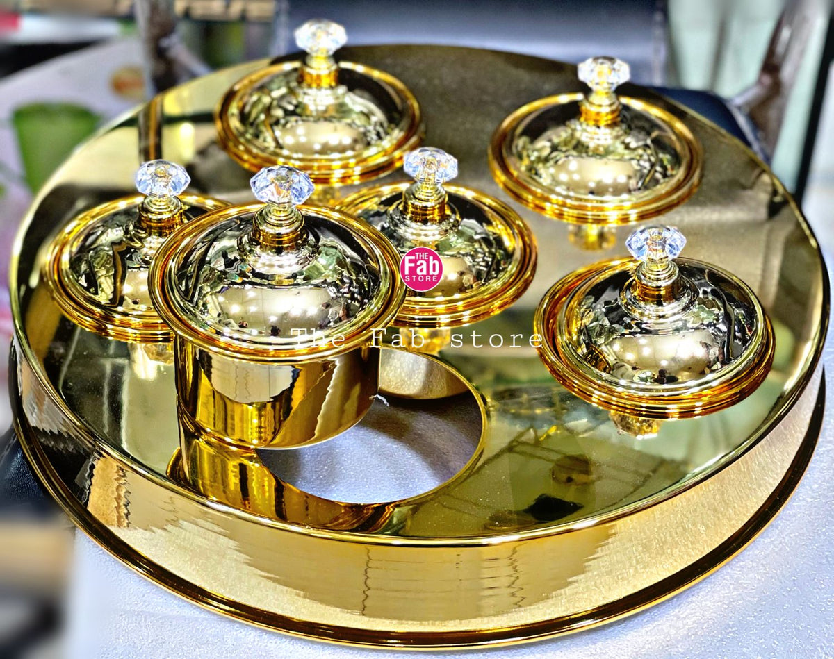 Round Gold dryfruit serving dish – The Fab Store